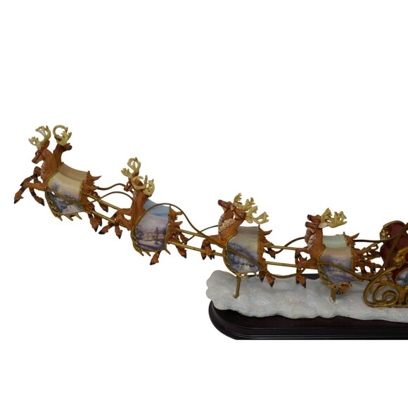 Bradford 2004 Thomas Kinkade Night Before Christmas Illuminated Santa Sleigh - Picture 15 of 16